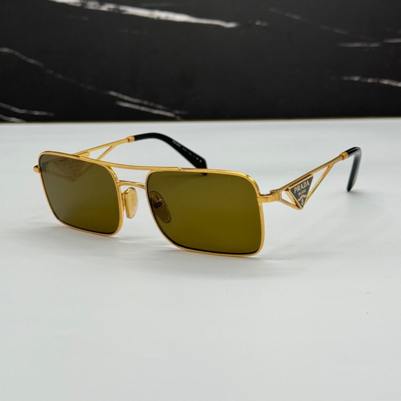 NEW SPR A52 15N01T PRADA SQUARE PR A52S 15N01T GOLD PRA52S UNISEX SUNGLASSES - Picture 4 of 11